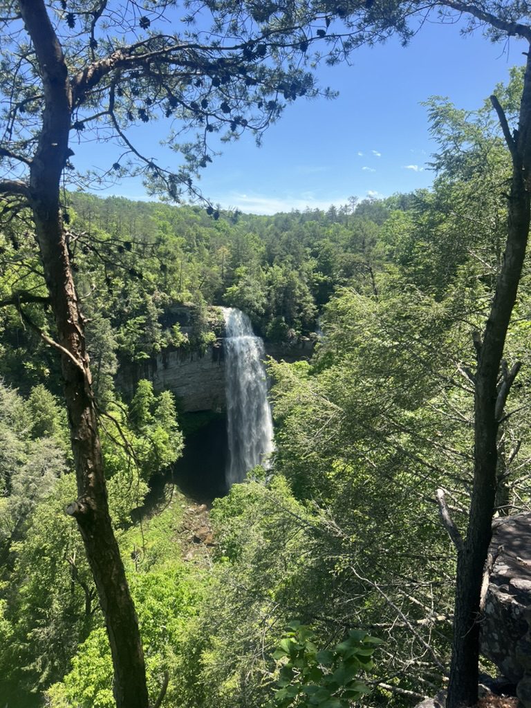Fall Creek Falls plunging into a forested gorge in Tennessee